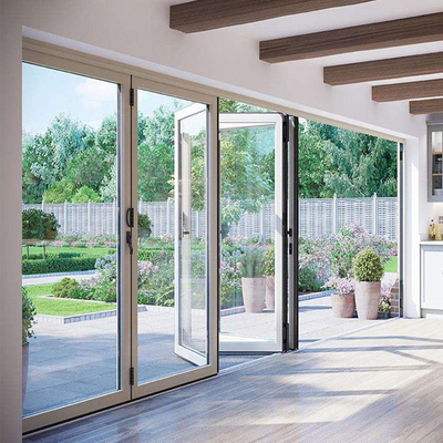 Εξωτερική πλαστική UPVC / Pvc γυαλί συρόμενη πτυσσόμενη πόρτα αντιανεμική