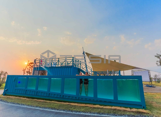 Prefab μορφωματική 20FT 40FT βιομηχανίας Tesia φωτεινή πισίνα σπιτιών εμπορευματοκιβωτίων συνήθειας