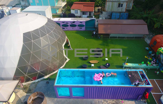 Prefab μορφωματική 20FT 40FT βιομηχανίας Tesia φωτεινή πισίνα σπιτιών εμπορευματοκιβωτίων συνήθειας