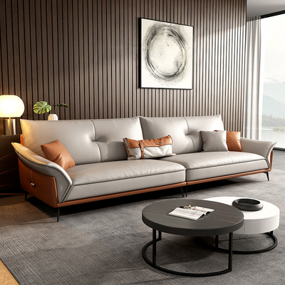 Μικρό Cowhide καναπέδων εγχώριου σκανδιναβικό 3 4 Seater τμηματικό σύνολο καναπέδων δέρματος