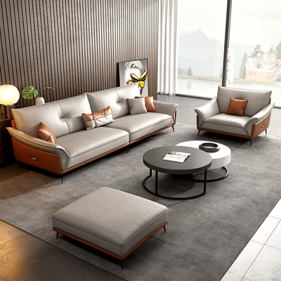 Μικρό Cowhide καναπέδων εγχώριου σκανδιναβικό 3 4 Seater τμηματικό σύνολο καναπέδων δέρματος