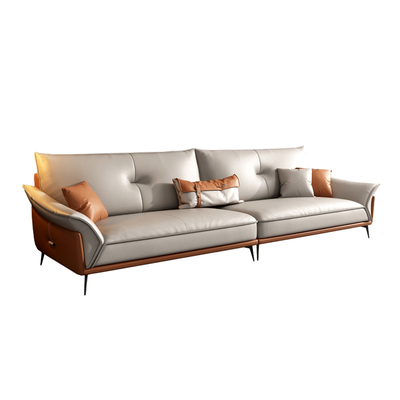 Μικρό Cowhide καναπέδων εγχώριου σκανδιναβικό 3 4 Seater τμηματικό σύνολο καναπέδων δέρματος