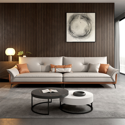 Μικρό Cowhide καναπέδων εγχώριου σκανδιναβικό 3 4 Seater τμηματικό σύνολο καναπέδων δέρματος