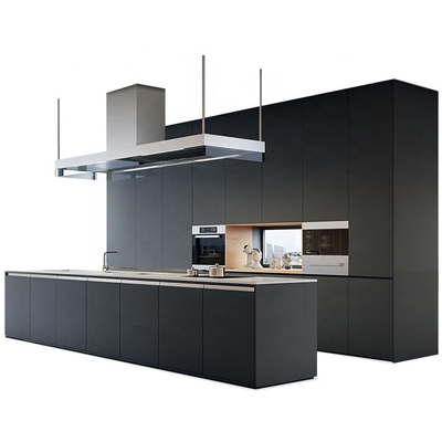 MDF 18mm E1 μεγάλα νησιών γραφεία κουζινών μεταλλινών μαύρα με τα μέτωπα Handleless