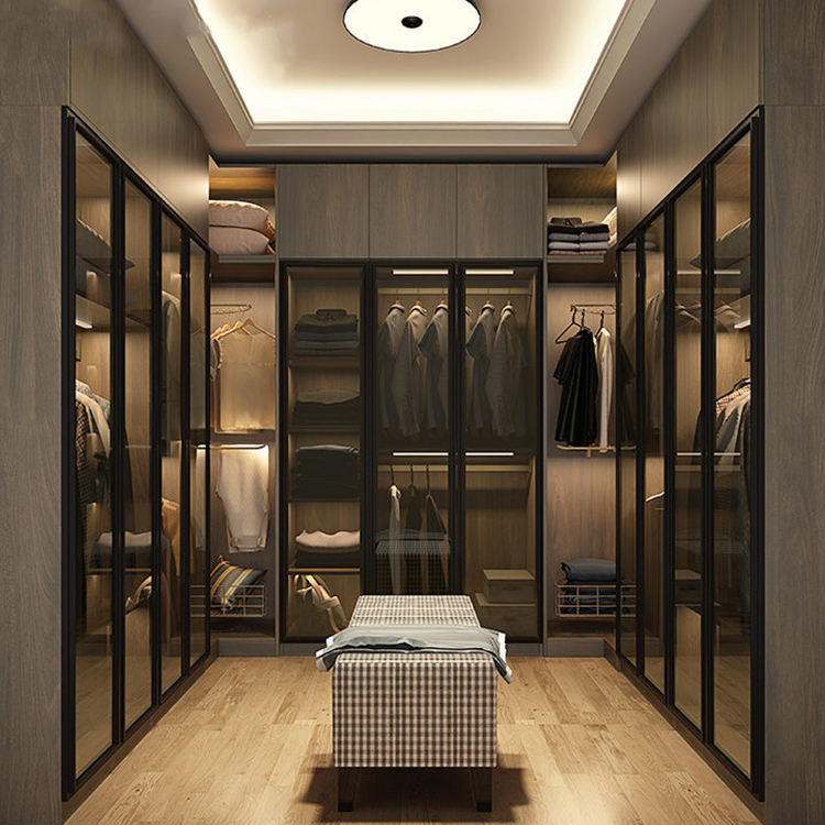 Foshan Factory Glass Door Walk In Closet , Ξύλινες φορητές ντουλάπες ντουλάπας